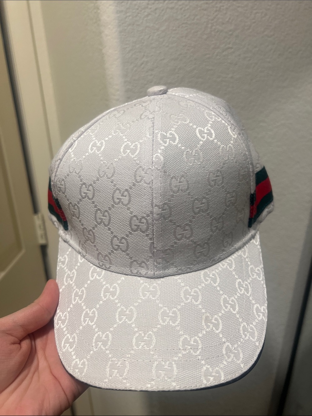 Gucci White Monogram Baseball Cap